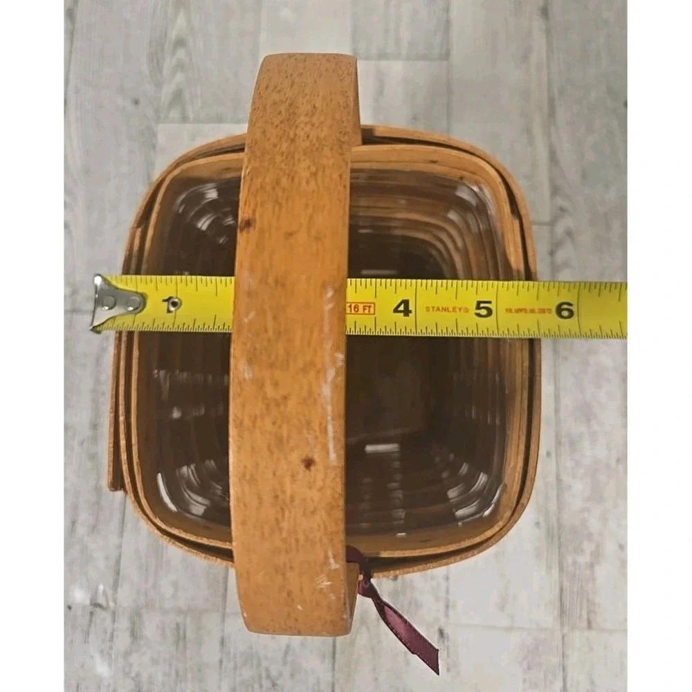 Longaberger Basket with Charm Vertical Handled 1993 Protector 10